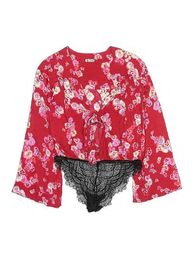 Pre-owned Intimately By Free People 3/4 Sleeve Blouse In Red