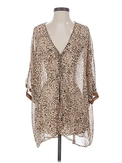 Pre-owned Intimately By Free People 3/4 Sleeve Blouse In Tan