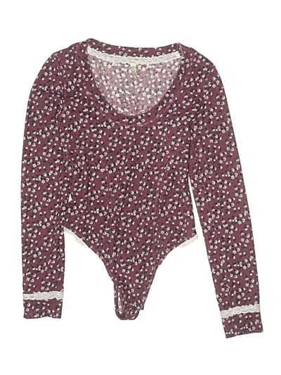 Pre-owned Intimately By Free People Bodysuit In Burgundy