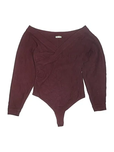 Pre-owned Intimately By Free People Bodysuit In Burgundy