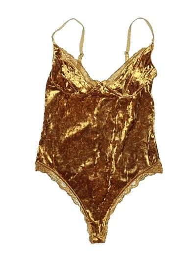 Pre-owned Intimately By Free People Bodysuit In Gold