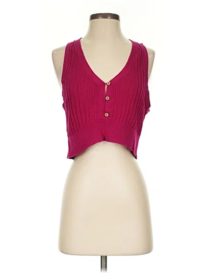 Pre-owned Intimately By Free People Cardigan Sweater In Burgundy