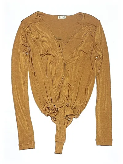 Pre-owned Intimately By Free People Long Sleeve Blouse In Gold