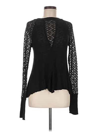 Pre-owned Intimately By Free People Long Sleeve Top Black Keyhole Neckline Tops