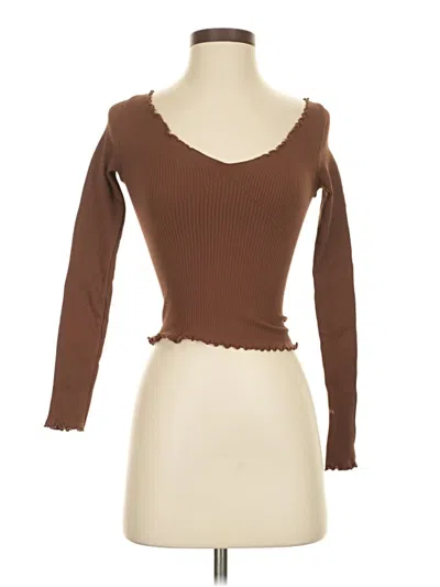 Pre-owned Intimately By Free People Long Sleeve Top Brown Sweetheart Neckline Tops