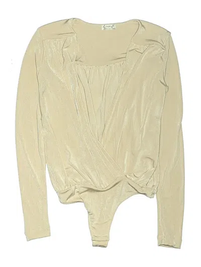 Pre-owned Intimately By Free People Long Sleeve Top Ivory Plunge Neckline Tops In White