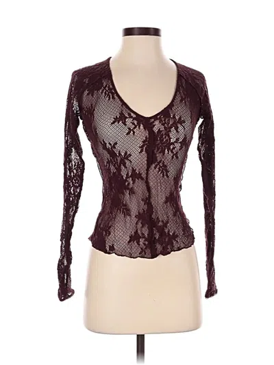 Pre-owned Intimately By Free People Long Sleeve T-shirt In Burgundy