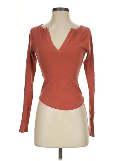 Pre-owned Intimately By Free People Long Sleeve T-shirt In Orange