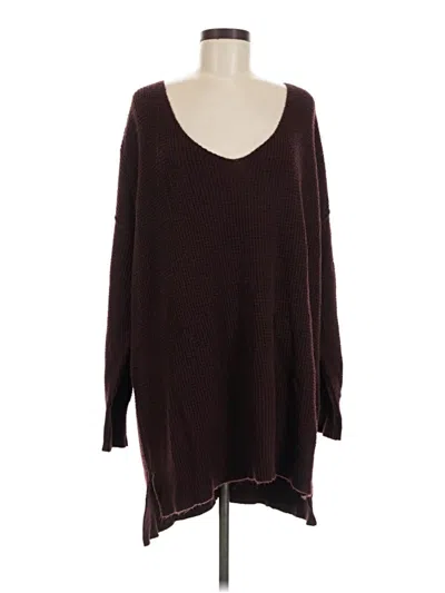 Pre-owned Intimately By Free People Pullover Sweater In Burgundy