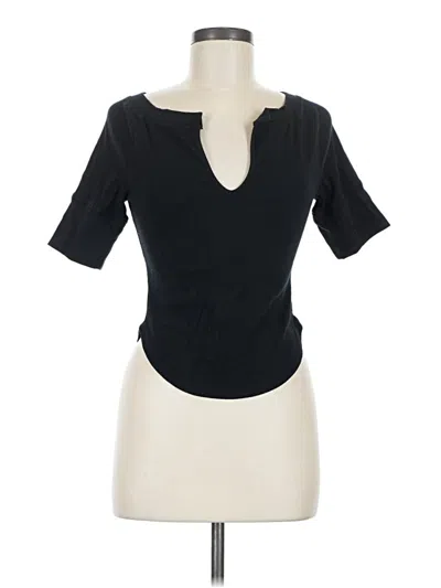 Pre-owned Intimately By Free People Short Sleeve Top Black Keyhole Neckline Tops