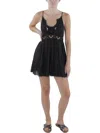 Intimately Free People Womens Cotton Raw Hem Slip Dress In Black