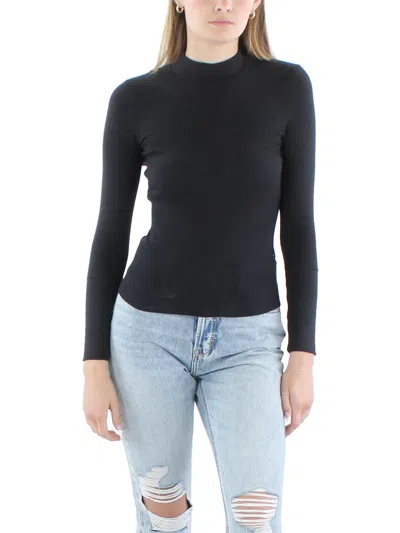 Intimately Free People Womens Ribbed Mock Neck Pullover Top In Black