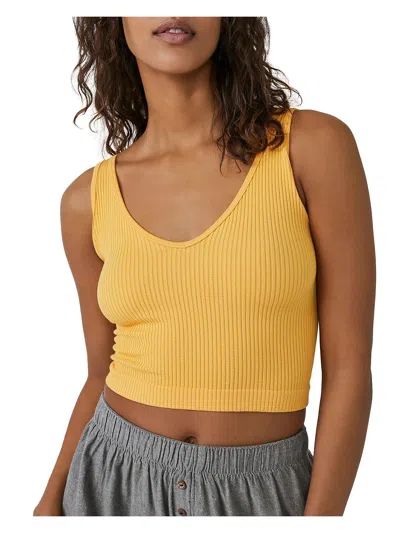 Intimately Free People Womens Ribbed Sleeveless Crop Top In Yellow
