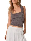 INTIMATELY FREE PEOPLE WOMENS SEAMLESS SQUARE NECK PULLOVER TOP