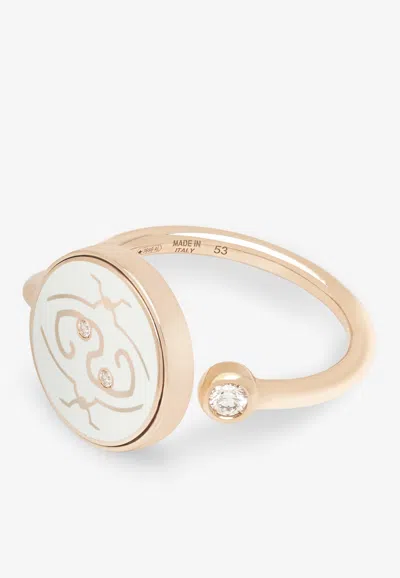 Intisars Me Oh Me Pearly Off-white Luminous 18k Rose Gold Diamond Ring