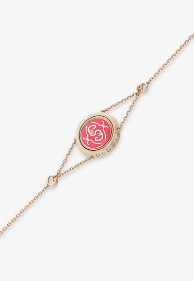 Intisars Me Oh Me Sparkly Fuchsia 18k Rose Gold Diamond Bracelet In Pink