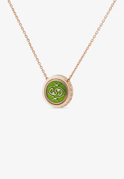 Intisars Me Oh Me Sparkly Green 18k Rose Gold Diamond Necklace