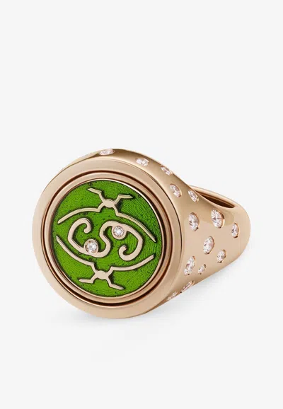 Intisars Me Oh Me Sparkly Green 18k Rose Gold Diamond Ring