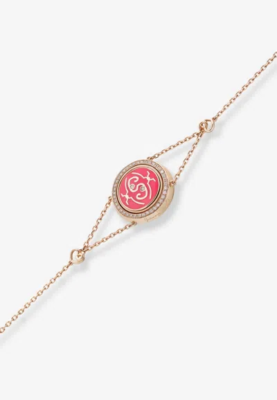 Intisars Me Oh Me Vip Full Pavé Fuchsia 18k Rose Gold Diamond Bracelet In Pink