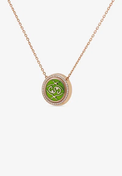 Intisars Me Oh Me Vip Full Pavé Green 18k Rose Gold Diamond Necklace