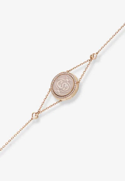 Intisars Me Oh Me Vip Full Pavé Pearly White 18k Rose Gold Diamond Bracelet