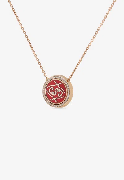 Intisars Me Oh Me Vip Full Pavé Red 18k Rose Gold Diamond Necklace