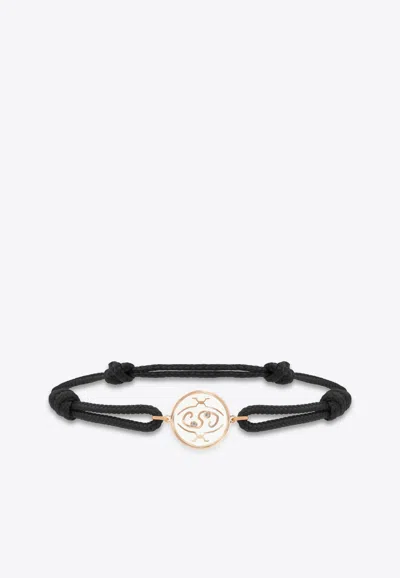 Intisars Nawal 'you Are My Sun And Moon' Cord Bracelet In 18-karat Rose Gold And White Diamonds In Black