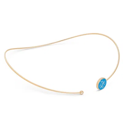 Intisars Me Oh Me Turquoise Happy 18k Rose Gold Diamond Choker In Blue