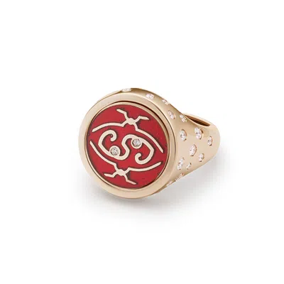Intisars Me Oh Me Sparkly Red 18k Rose Gold Diamond Ring