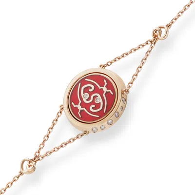 Intisars Me Oh Me Sparkly Red 18k Rose Gold Diamond Bracelet
