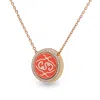 Intisars Me Oh Me Vip Full Pavé Orange 18k Rose Gold Diamond Necklace In Yellow/orange/gold