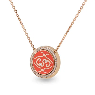 Intisars Me Oh Me Vip Full Pavé Orange 18k Rose Gold Diamond Necklace