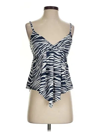 Pre-owned Into The Bleu By Amerex Tank Top Blue Plunge Neckline Tops