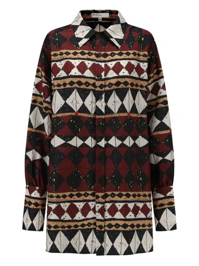 Into The East 几何图案印花衬衫 In 红色