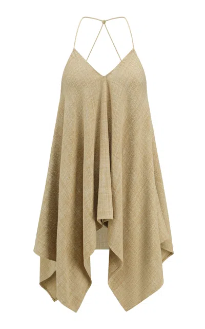 Into The East Asymmetric Hem Silk Camisole Top In Neutral