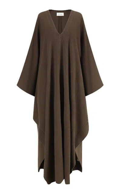Into The East Batwing Wool-silk Maxi Dress In Brown