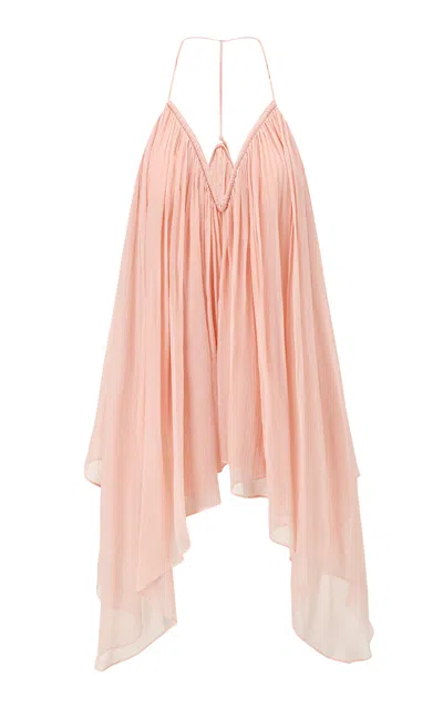 Into The East Deep-v Gathered Silk Camisole Top In Light Pink
