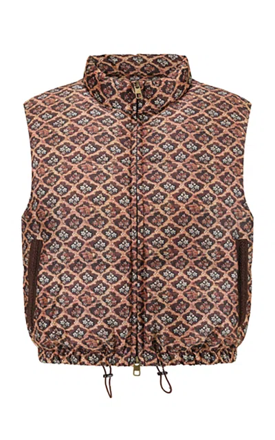 Into The East Diamond Lattice Silk Vest In Brown