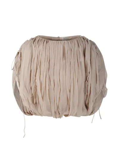 Into The East Draped Blouse In Brown