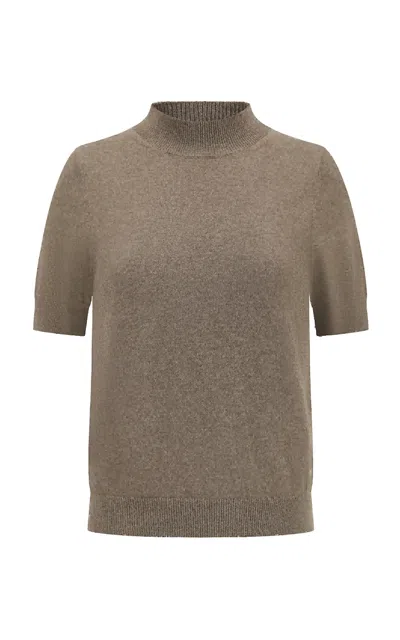 Into The East Draped Wool-cashmere Top In Gray