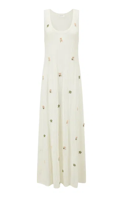 Into The East Floral Embroidered Knit Vest Maxi Dress