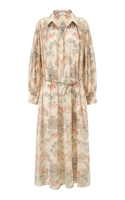 Into The East Floral Scroll Cotton Maxi Dress