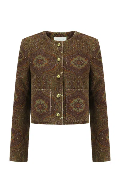 Into The East Golden Rhombus Corduroy Coat In Brown