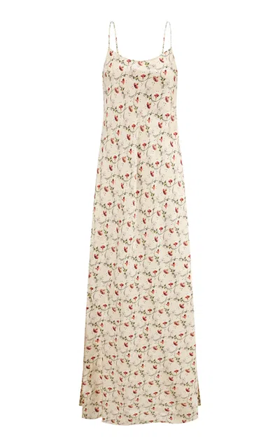 Into The East Hibiscus Vine Wool-blend Maxi Dress In White