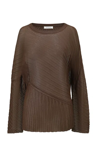 Into The East Irregular Knitted Top In Brown