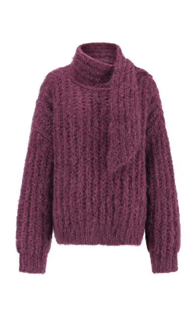 Into The East Knitted Shawl Mohair Sweater In Purple