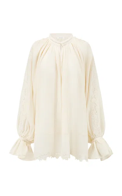 Into The East Lace Puff Sleeve Top In White