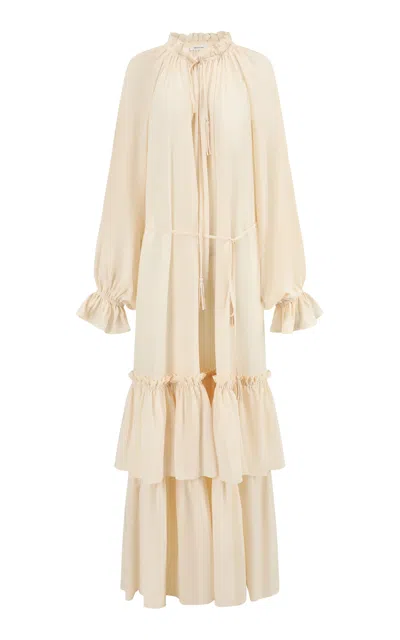 Into The East Layered Silk Maxi Dress In Multi