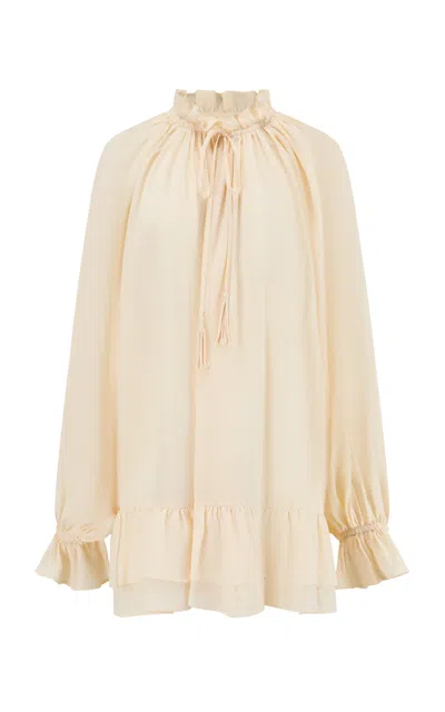 Into The East Layered Silk Top In Neutral