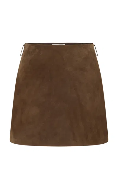 Into The East Leather Mini Skirt In Brown